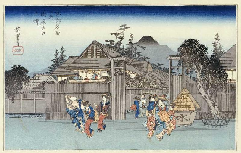 Weide am Stadttor von Shimabara. Aus der Serie: Berühmte Orte in Kyoto. od Ando oder Utagawa Hiroshige