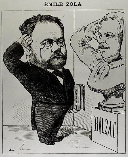 Caricature of Emile Zola (1840-1902) Saluting a Bust of Honore de Balzac (1799-1850) 1878 od Andre Gill