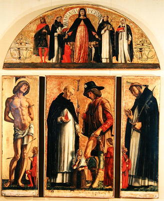 Saints Vincent Ferreri and Roch, with Saint Sebastian and Saint Peter the Martyr, Madonna Misericord od Andrea da Murano