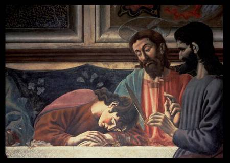 The Last Supper, detail of Judas, Christ and St. John od Andrea del Castagno