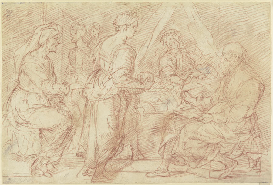 Die Geburt Johannes des Täufers aus dem Wandfresko im Chiostro dello Scalzo, Florenz od Andrea del Sarto