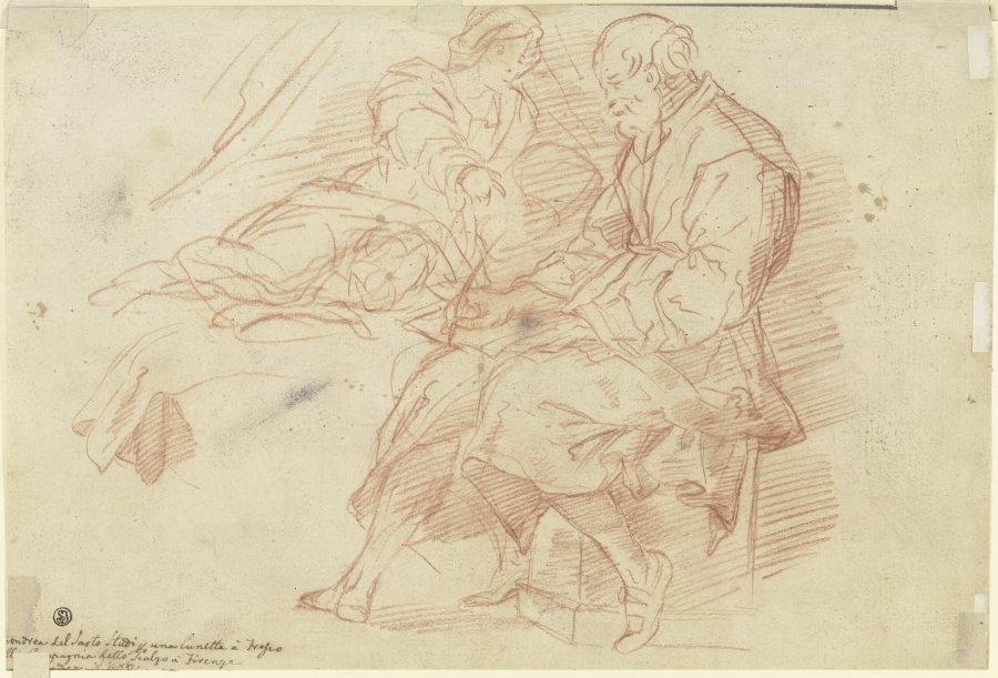 Elisabeth und Zacharias aus dem Wandfresko der Geburt Johannes des Täufers im Chiostro dello Scalzo, od Andrea del Sarto