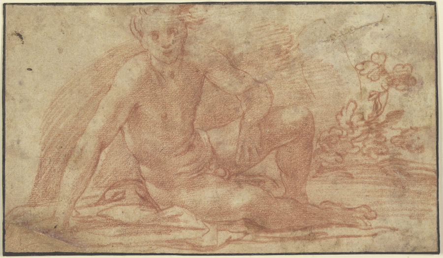 Sitzender Jünglingsakt mit aufgestützter rechter Hand od Andrea del Sarto