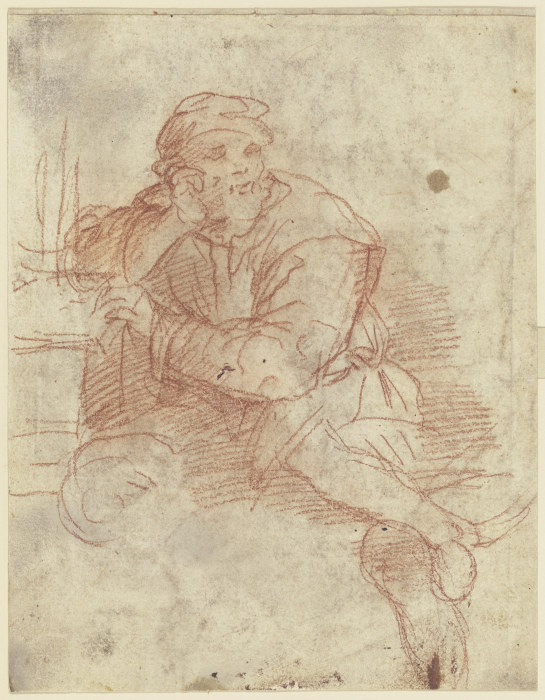 Sitzender Mann mit aufgestütztem Arme od Andrea del Sarto