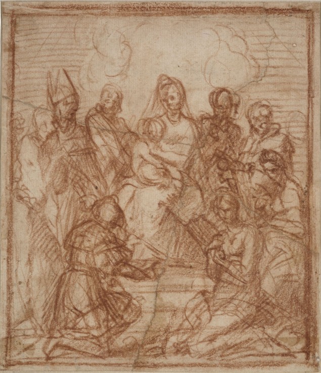 Enthroned Madonna with Child and eight saints (Composition study) od Andrea del Sarto