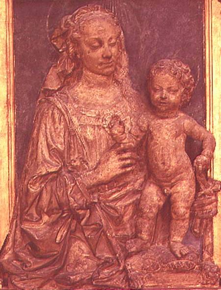 Madonna and Child wooden bas-relief by Andrea del Verrocchio (1435-88) od Andrea del Verrocchio