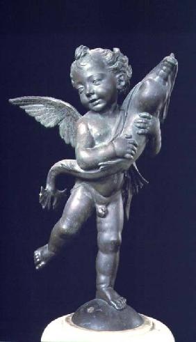 Putto with a dolphin, sculpture