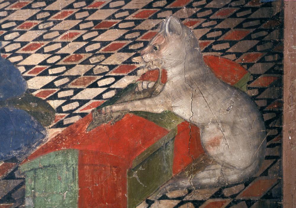 Ausschnitt: Mausfressende Katze im Gemach der Maria. od Andrea De Litio