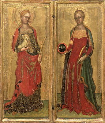 St. Agnes and St. Domitilla (tempera on panel) od Andrea  di Bonaiuto