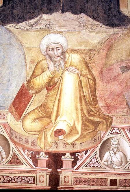 Triumph of St Thomas Aquinas, detail of figure below the throne, from the Spanish Chapel od Andrea  di Bonaiuto