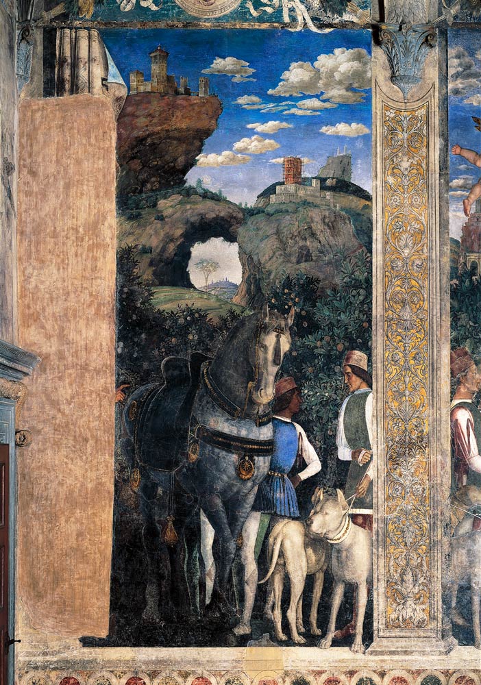 Horse and groom with hunting dogs, from the Camera degli Sposi or Camera Picta od Andrea Mantegna