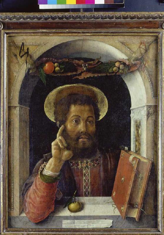 Half-length portrait of a sacred apostle in Fensterrahmung od Andrea Mantegna
