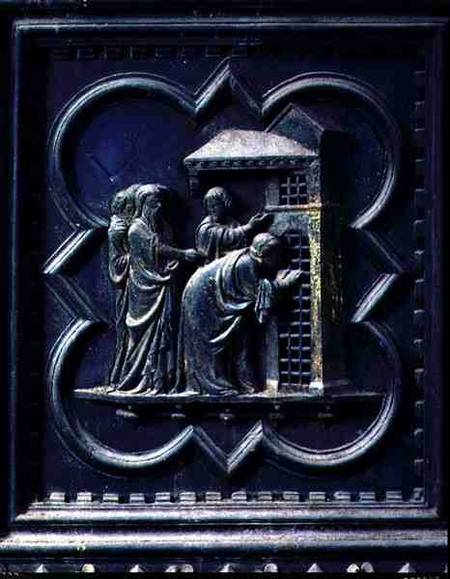 The Disciples Visit St John the Baptist, thirteenth panel of the South Doors of the Baptistery of Sa od Andrea Pisano