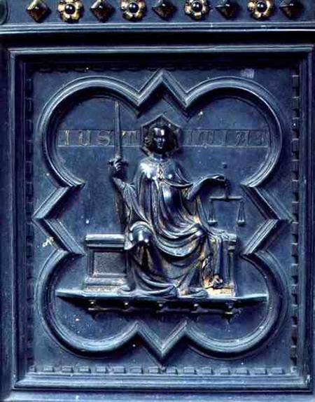 Justice, panel G of the South Doors of the Baptistery of San Giovanni od Andrea Pisano