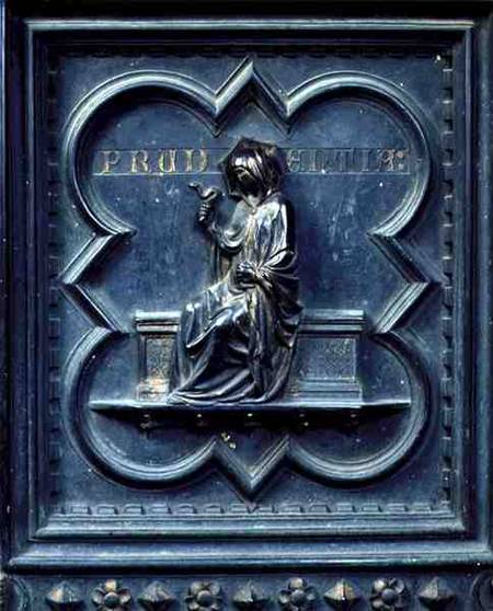 Prudence, panel H of the South Doors of the Baptistery of San Giovanni od Andrea Pisano
