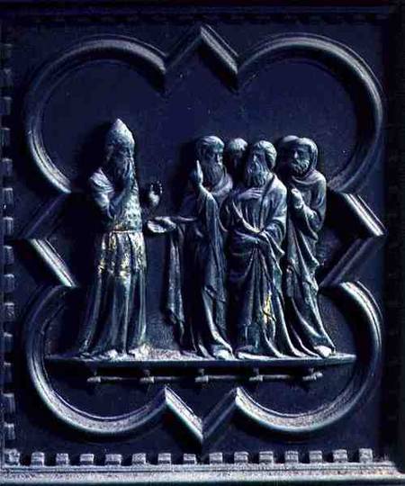 Zechariah is Struck Dumb, second panel of the South Doors of the Baptistery of San Giovanni od Andrea Pisano