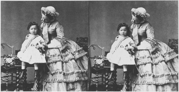 Empress Eugenie and Prince Eugene Louis Napoleon Bonaparte, c.1858-59 (stereoscopic photo) (b/w phot od Andre Adolphe Eugene Disderi