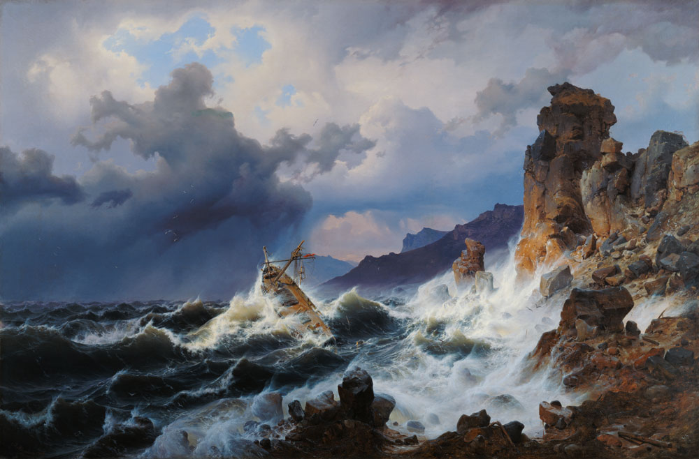 Mořská bouře u norského pobřeží od Andreas Achenbach