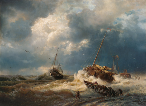 Ships in a Storm on the Dutch Coast od Andreas Achenbach