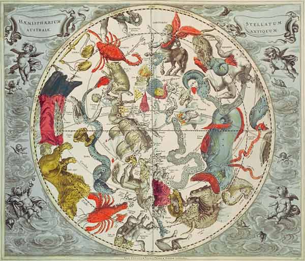 Map of the Southern Hemisphere, from ''The Celestial Atlas, or The Harmony of the Universe'' (Atlas  od Andreas Cellarius