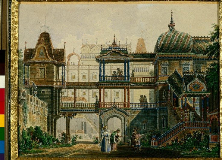 Stage design for the opera "Askold's Grave" by A. Verstovski od Andreas Leonhard Roller
