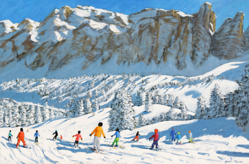 Colourful skiers,Val Gardena,Italy od Andrew  Macara