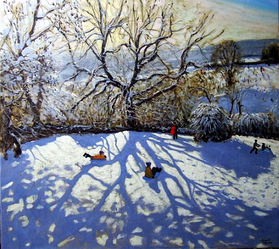 Large tree and tobogganers, Youlgreave, Derbyshire od Andrew  Macara
