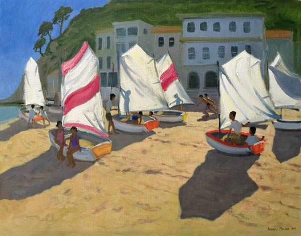 Sailboats, Costa Brava, 1999 (oil on canvas)  od Andrew  Macara