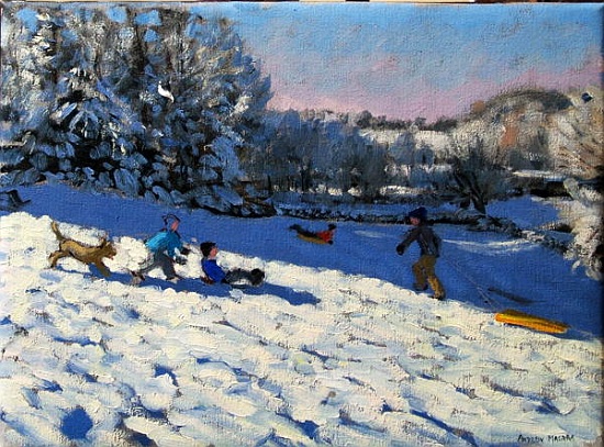 Sledging near Youlgreave, Derbyshire od Andrew  Macara