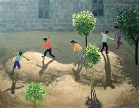 Playground, Lesbos, 1996 (oil on canvas) 