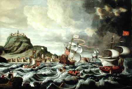 A Harbour Scene, possibly Genoa od Andries van Eertvelt