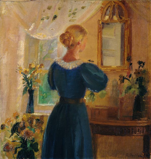 Woman in front of the mirror od Anna Ancher