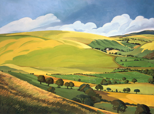 Small Green Valley, Wales (oil on canvas)  od Anna  Teasdale
