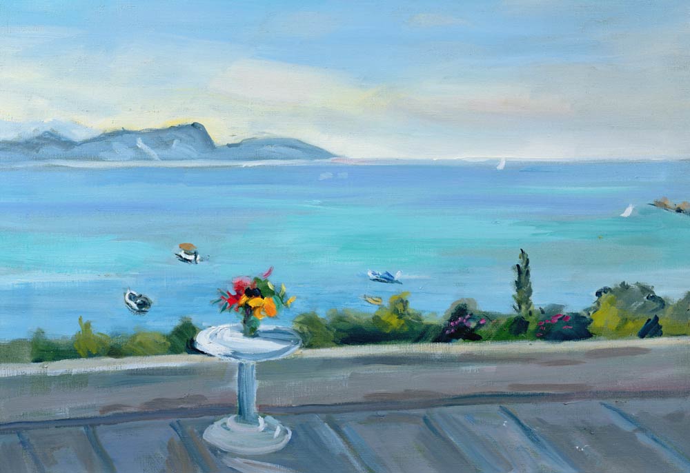 A terrace looking out to sea (oil on canvas)  od Anne  Durham