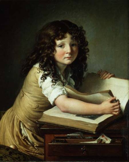 A child looking at pictures in a book od Anne-Louis Girodet de Roucy-Trioson