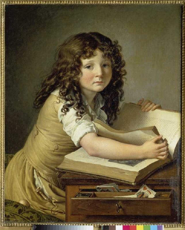 Young girl when looking at a picture book. od Anne-Louis Girodet de Roucy-Trioson