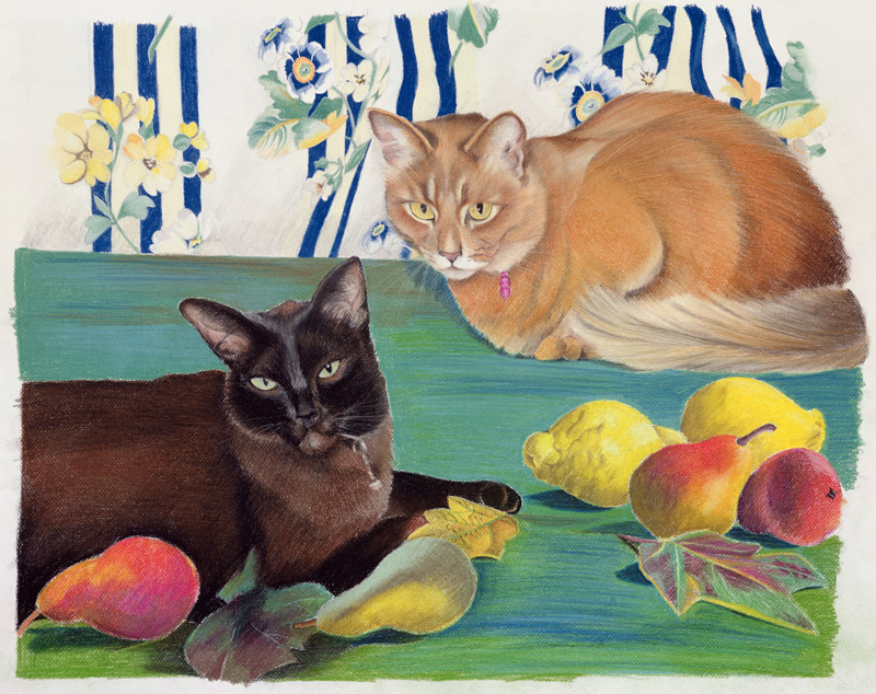 Cats with fruit od Anne  Robinson