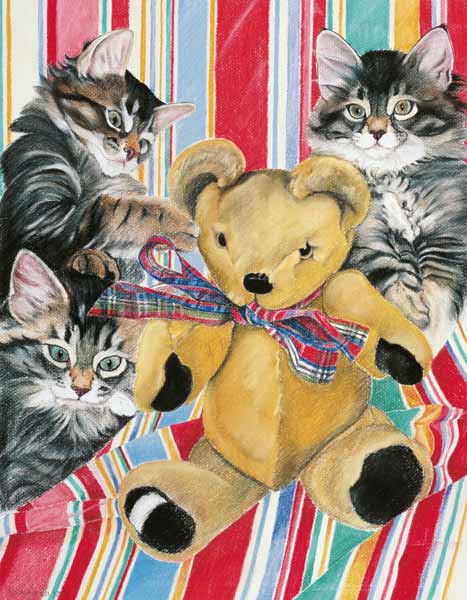 Kittens and teddy od Anne  Robinson