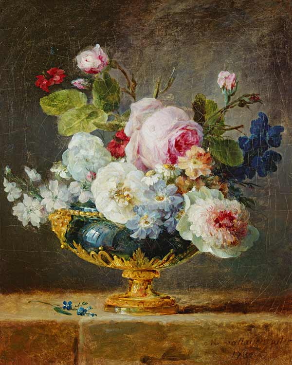 Flowers in a blue vase od Anne Vallayer-Coster