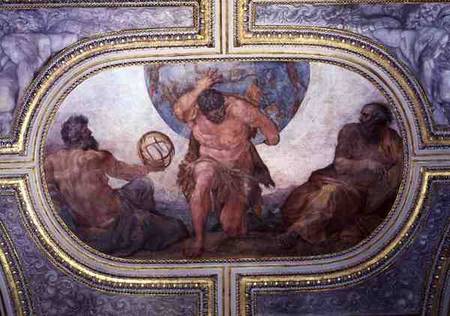 Hercules Supporting the World Flanked by Euclid and Ptolemy, from the 'Camerino' od Annibale Carracci