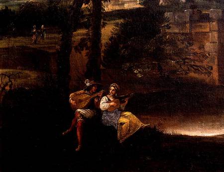 Roman Landscape with a Bridge  (detail of 186429 and 186430) od Annibale Carracci