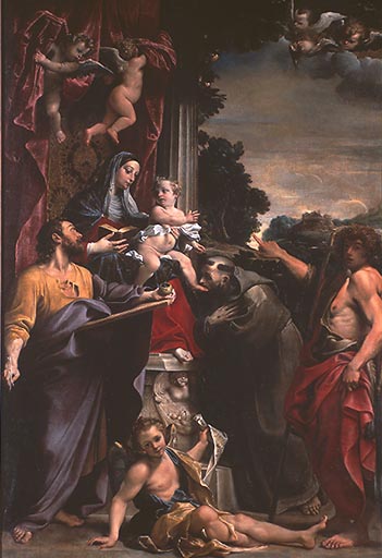 Thronende Madonna mit dem heiligen Matthaeus od Annibale Carracci