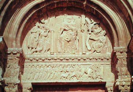 Adoration of the Magi and the Entry of Christ into Jerusalemfrom the tympanum of the left portal of od Anonym Romanisch