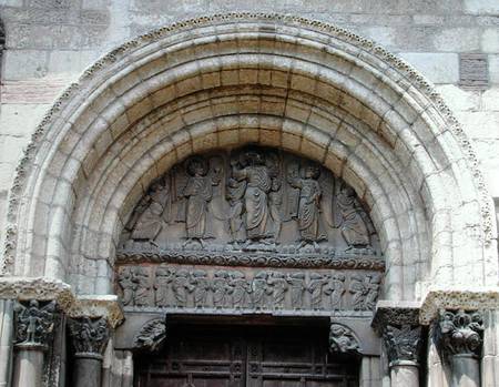 The Ascension, tympanum from the Porte Miegeville od Anonym Romanisch