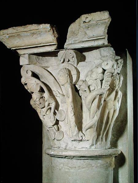 Capital with a relief depicting Adam and Eve od Anonym Romanisch