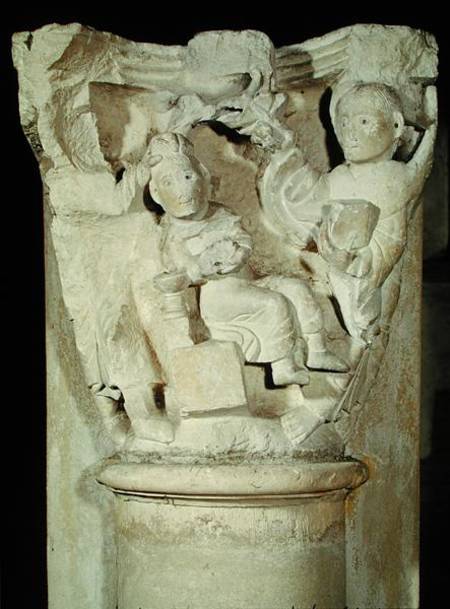 Capital with a relief depicting the Sacrifice of Abraham od Anonym Romanisch