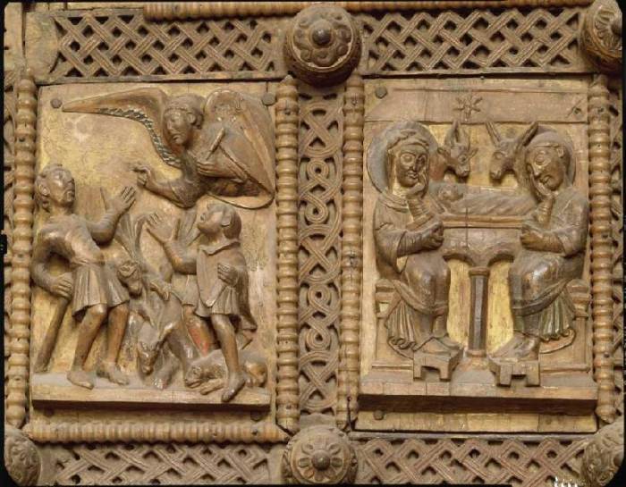 Kapitoltüre, Verkündigung an die Hirten, Geburt Christi od Anonym Romanisch