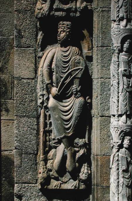 King David, detail from the Portico de las Platerias od Anonym Romanisch