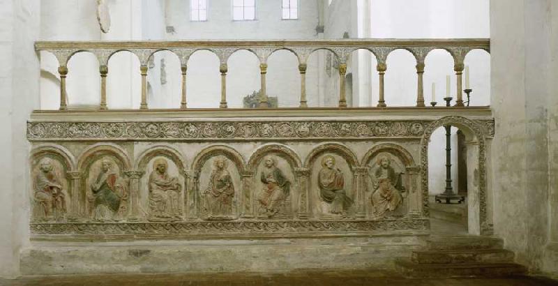 Maria mit dem Kind umgeben von 6 Aposteln (Südliche Chorschranke). Ende 12. Jh. od Anonym Romanisch