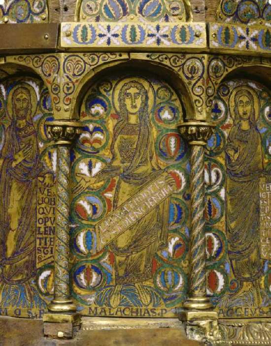 Propheten mit Spruchbändern (Kuppelreliquar), Detail: Malachias od Anonym Romanisch